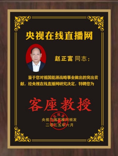 恭喜企业家赵正富被特聘为央视在线直播网客座教授